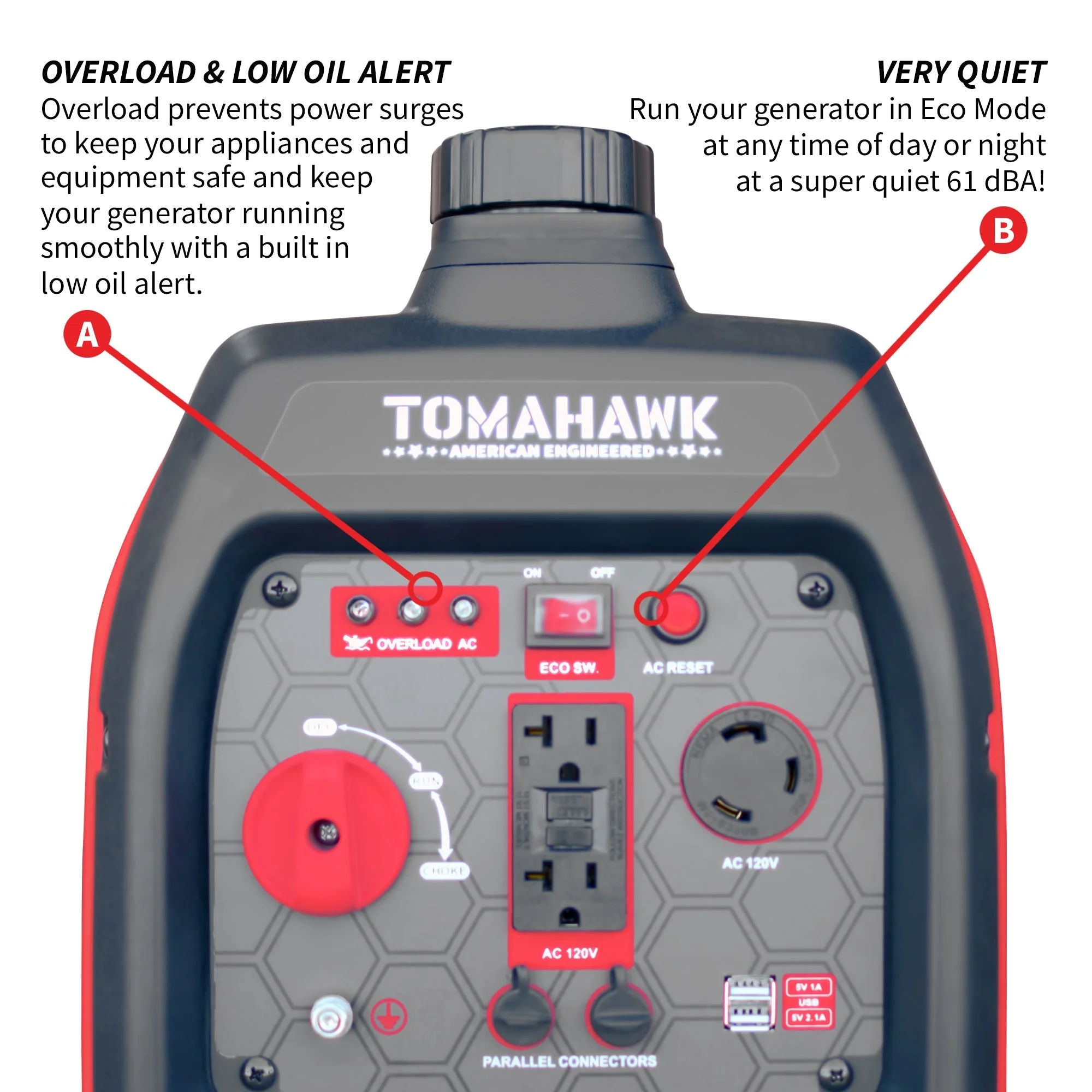Tomahawk Power 3000 Watt Inverter Generator Super Quiet Portable Gas Power Professional Use - Image 9