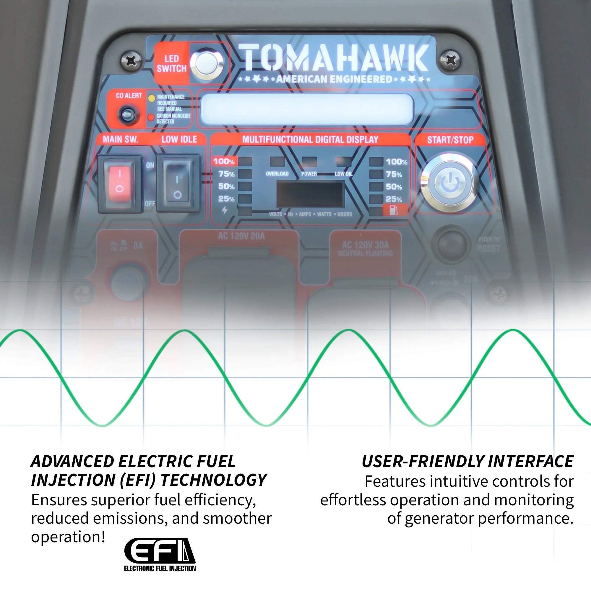 Tomahawk Power 4500 Watt Inverter Generator Electronic Fuel Injection EFI Super Quiet Portable Gas Power Professional Use - Image 5