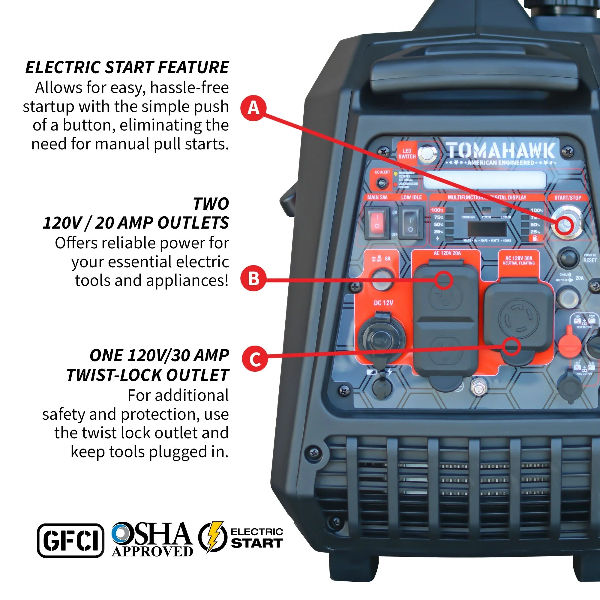 Tomahawk Power 4500 Watt Inverter Generator Electronic Fuel Injection EFI Super Quiet Portable Gas Power Professional Use - Image 7
