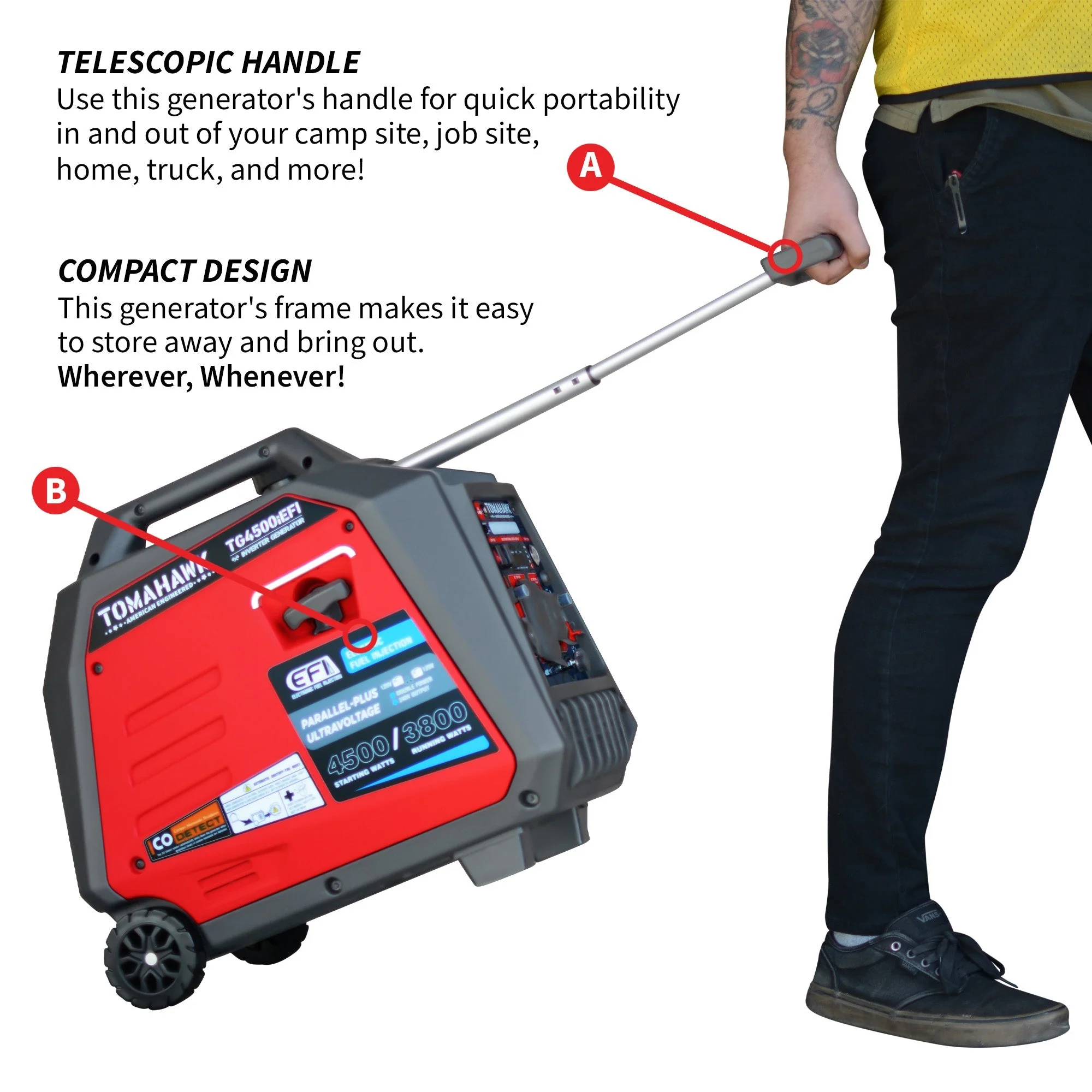 Tomahawk Power 4500 Watt Inverter Generator Electronic Fuel Injection EFI Super Quiet Portable Gas Power Professional Use - Image 8