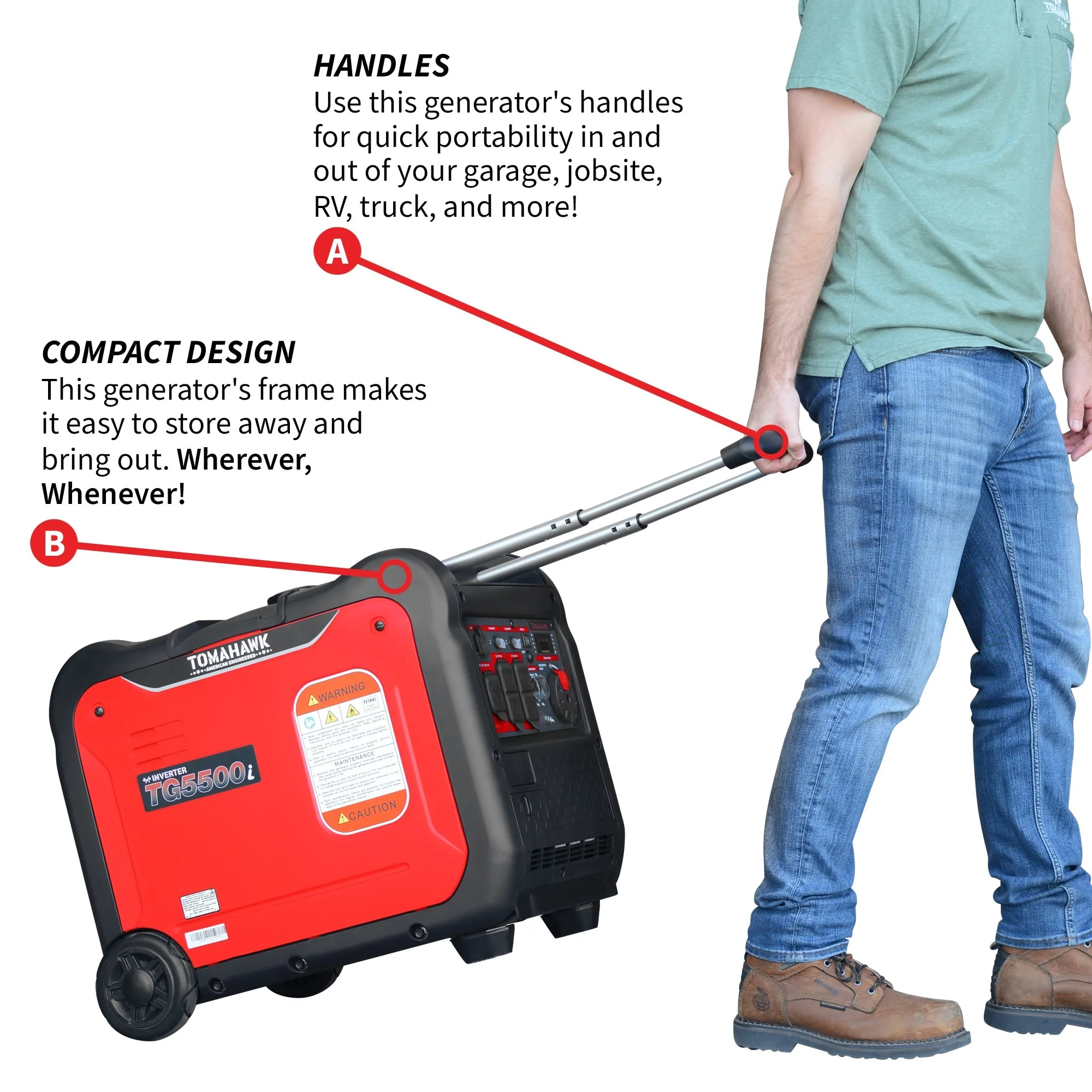Tomahawk Power 5500 Watt Inverter Generator Super Quiet Portable Gas Power Professional Use - Image 6