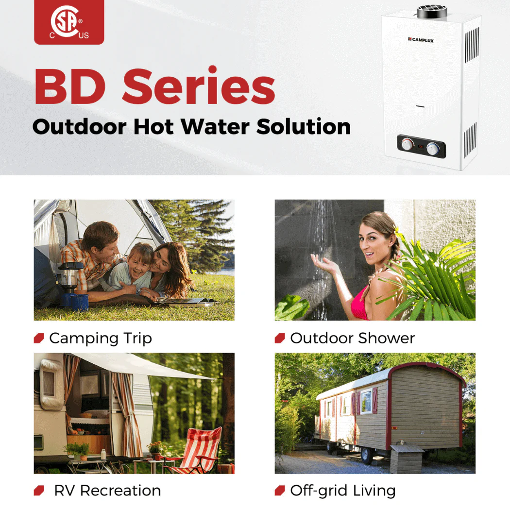 Camplux 2.64 GPM Tankless Gas Water Heater, Propane Shower Portable - Image 6