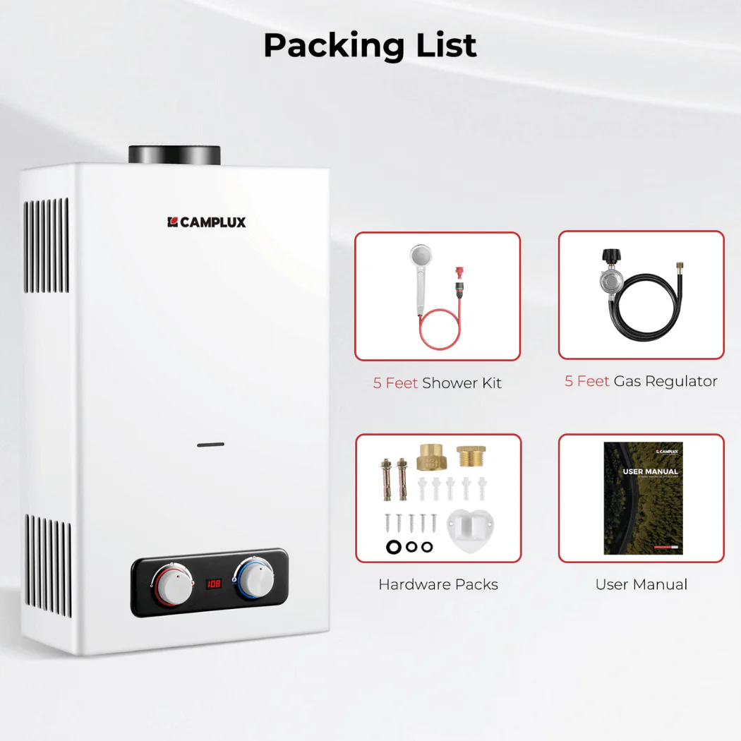 Camplux 2.64 GPM Tankless Gas Water Heater, Propane Shower Portable - Image 7