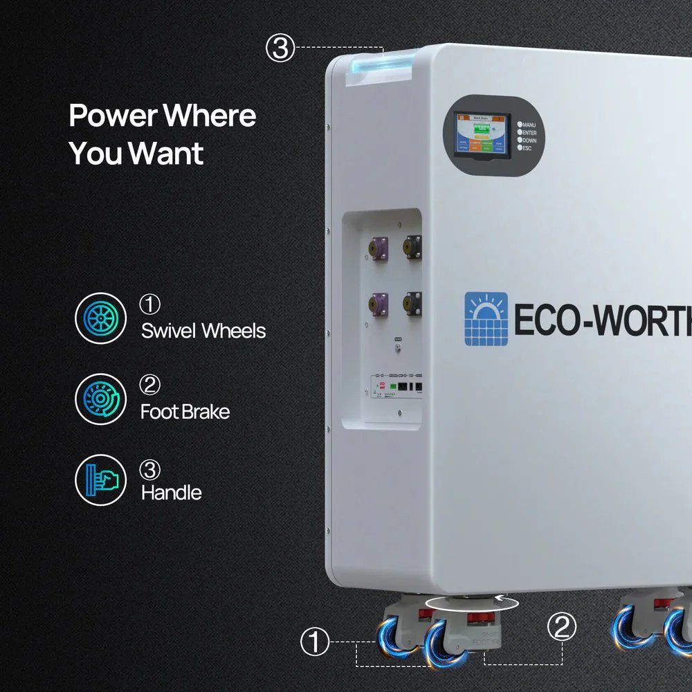 ECO-WORTHY 51.2V 280Ah LiFePO4 Floor Standing Battery with 4 Footmaster Nylon Wheels for Off-grid Home Energy Storage - Image 6
