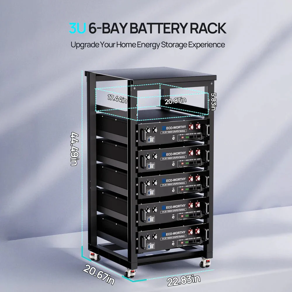 ECO-WORTHY 6-Layer 19 Inch Rack for 3U Server Rack Battery - Image 3