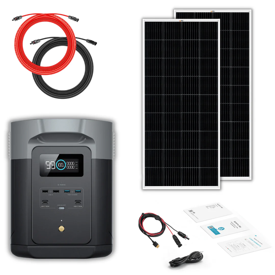 EcoFlow Delta 2 Max 2048Wh 2400W LiFePO4 Solar Generator + 200W Rigid Monocrystalline Solar Panels Kit - Image 18