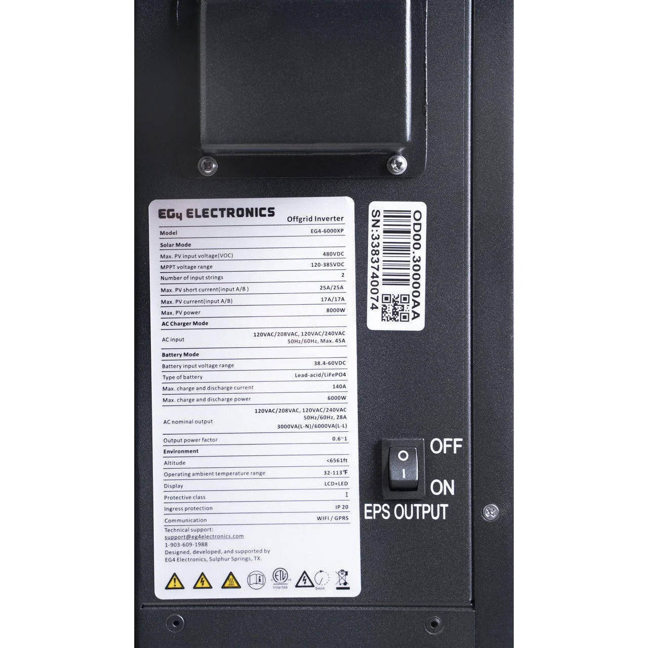 EG4 6000XP Off-Grid Inverter | 6000W Output | 8000W PV Input | 48V Split Phase Hybrid Solar Inverter - Image 7