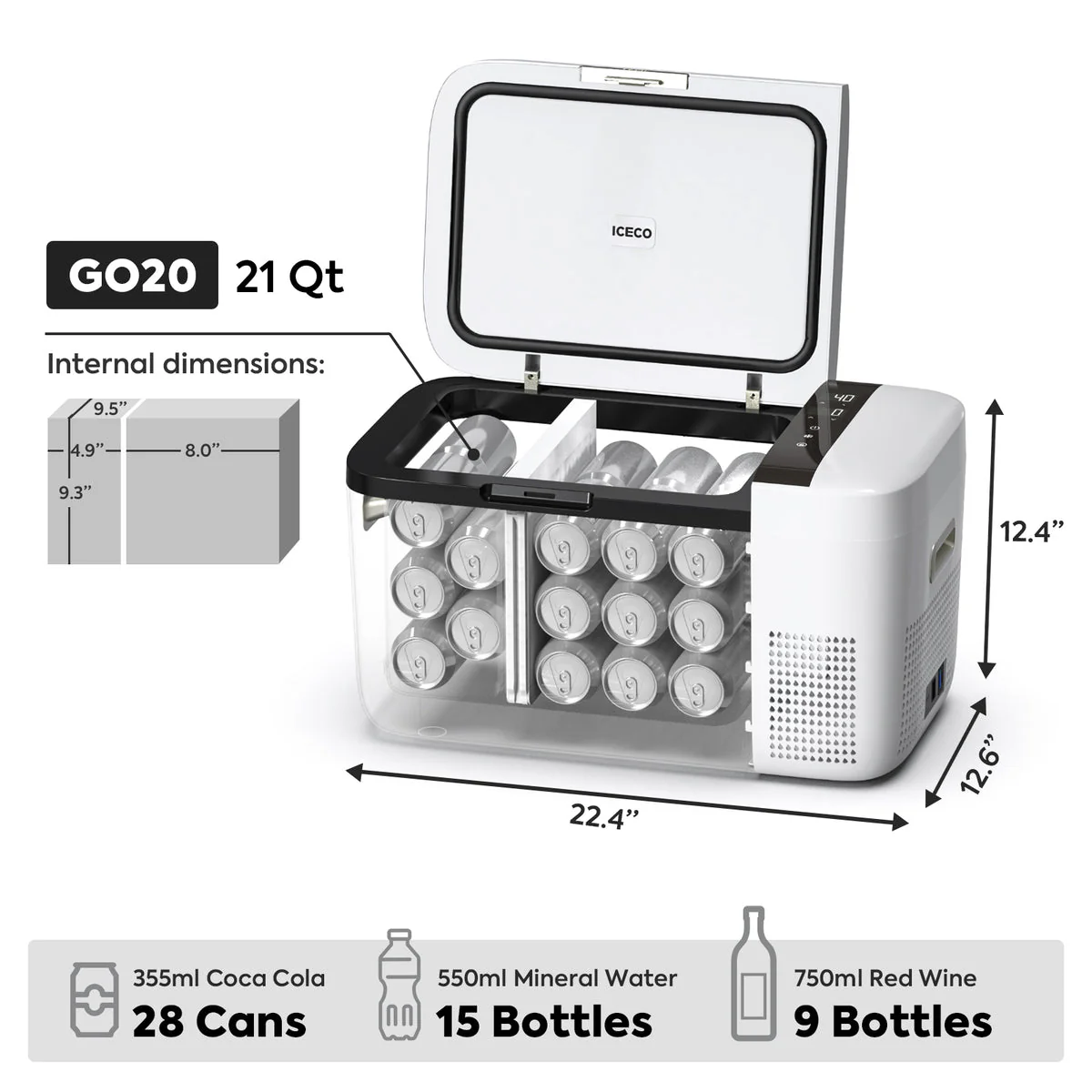 ICECO GO20 20L Dual Zone 12V Portable Freezer - Image 14