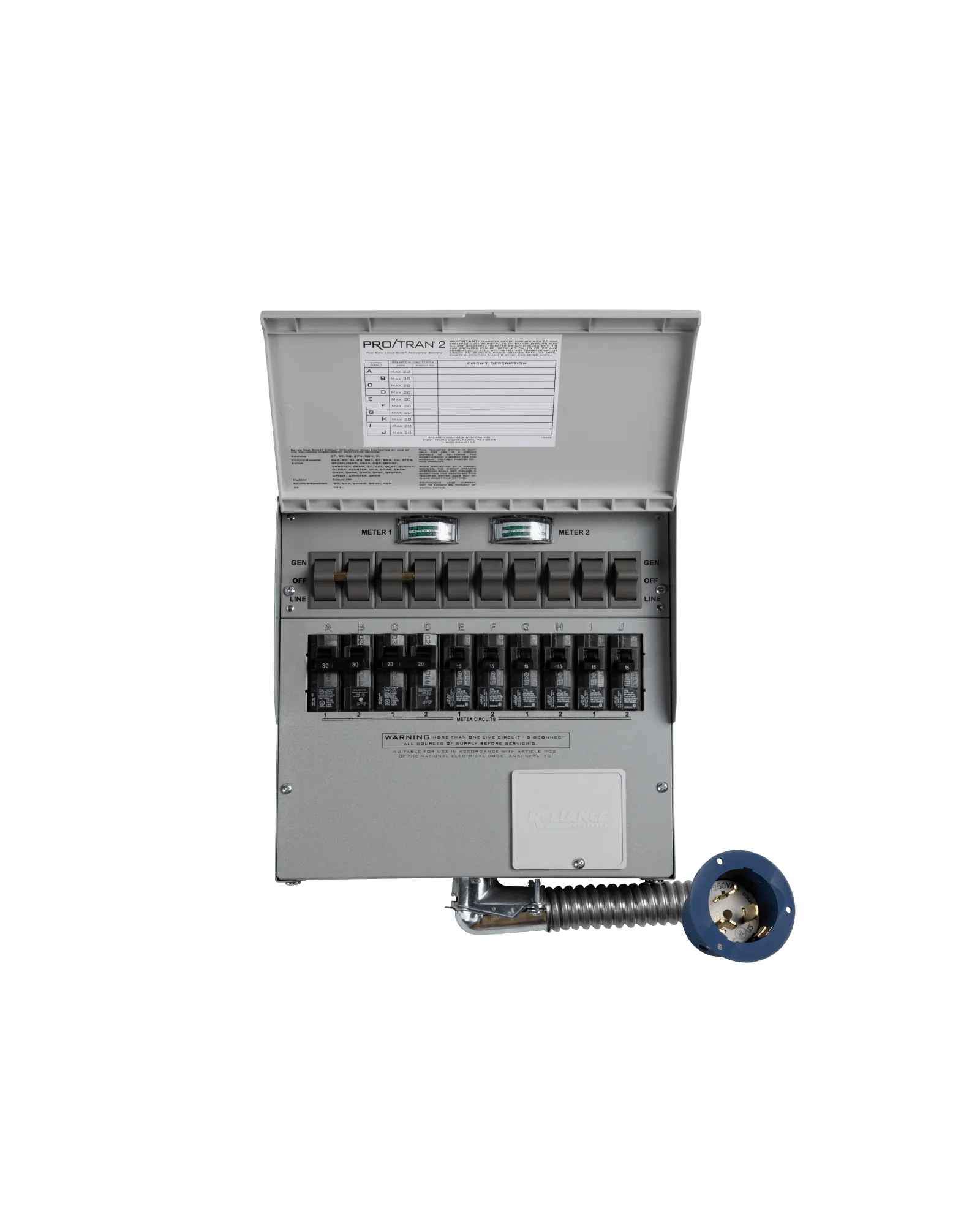 Home Backup Kit (120V/240V, 50 Amp, 10-Circuit Transfer Switch + Cable, For F3800) - Image 3