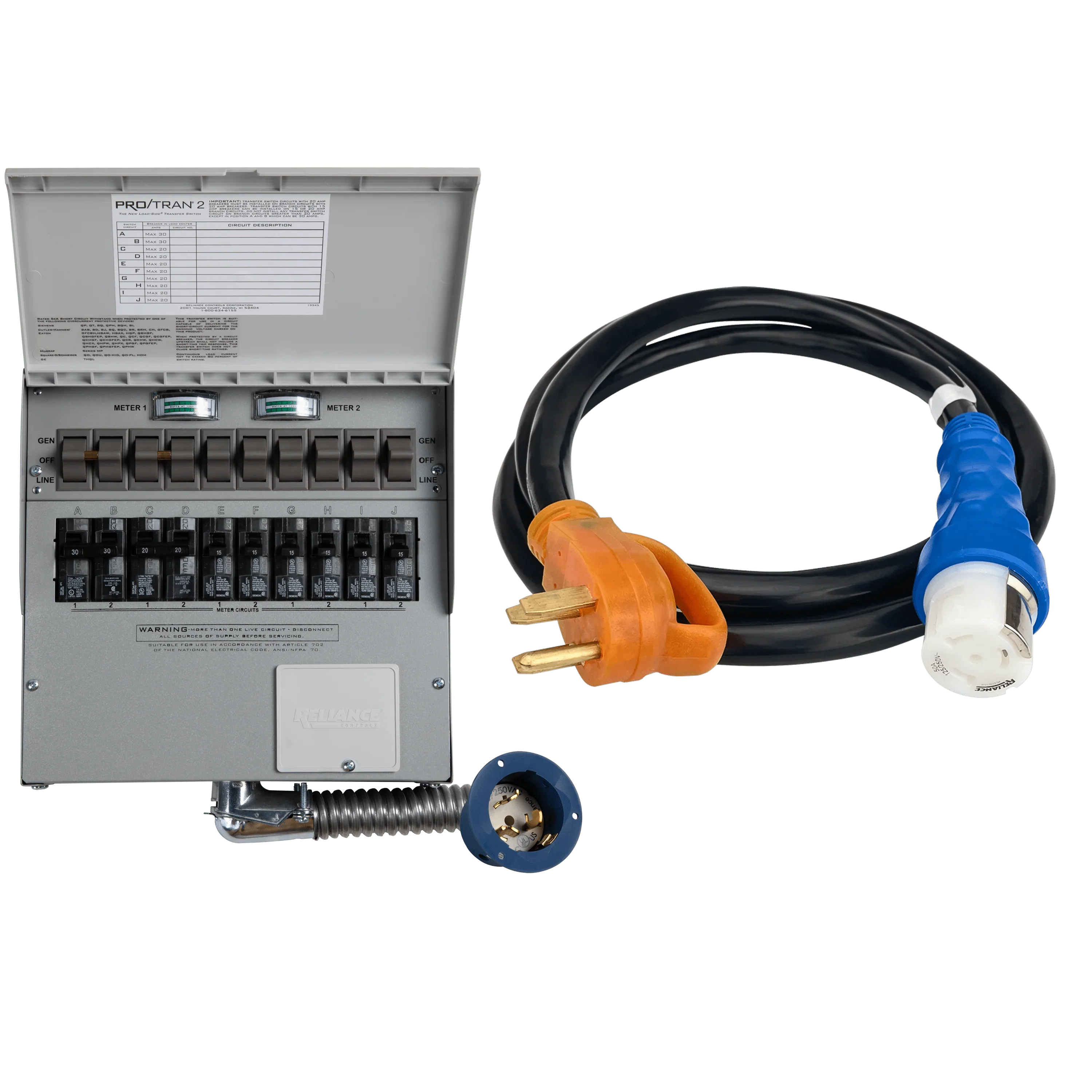 Home Backup Kit (120V/240V, 50 Amp, 10-Circuit Transfer Switch + Cable, For F3800) - Image 4