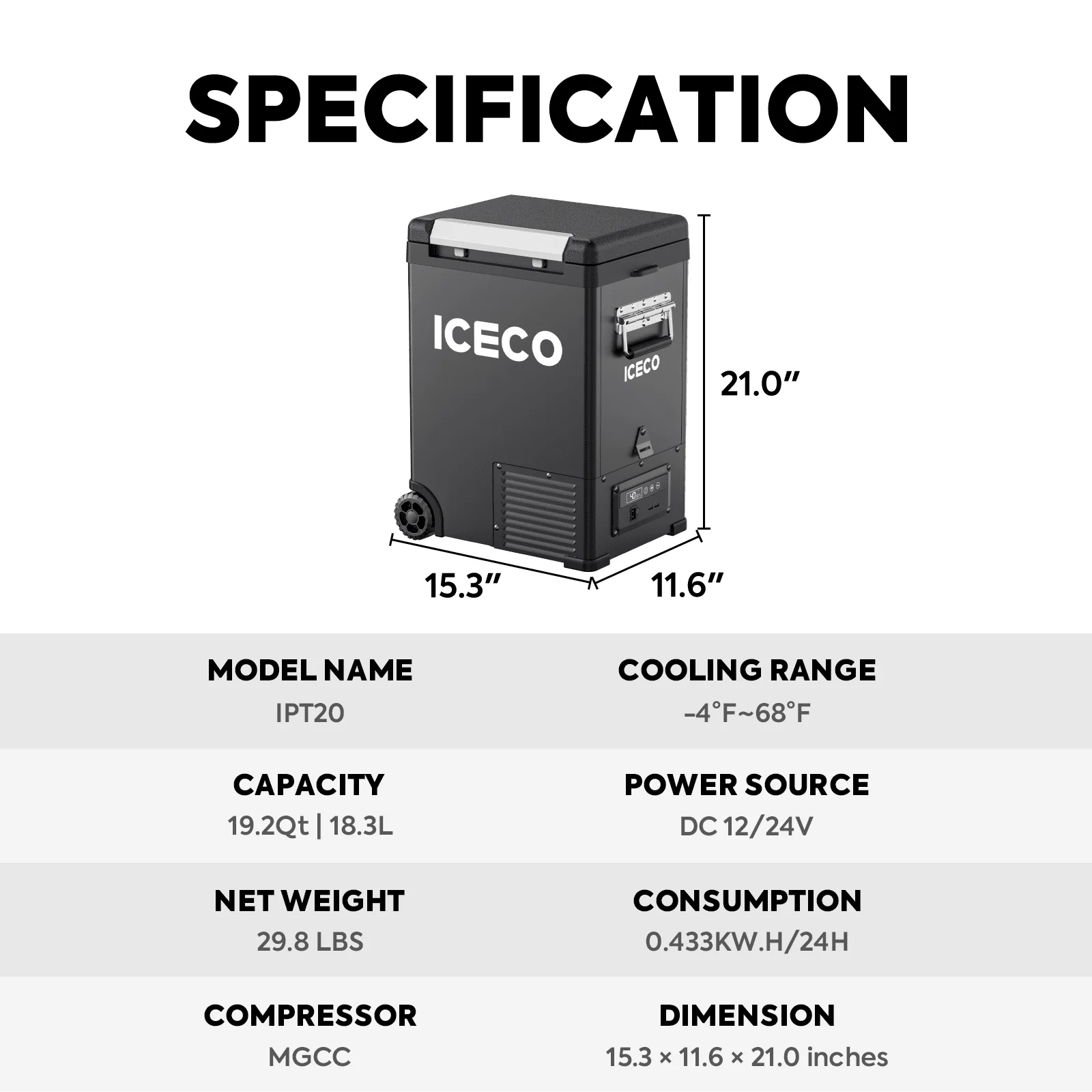 ICECO IPT20 18.3 LT Pickup Truck 12 Volt Freezer - Image 6