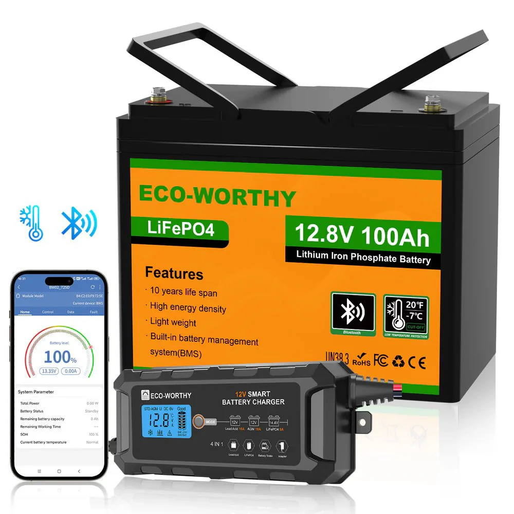 ECO-WORTHY 12V 100Ah LiFePO4 Battery With Bluetooth And Low-Temperature Protection - Image 10