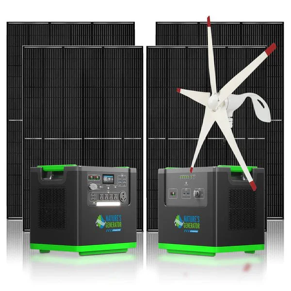 Natures Generator Lithium 6000 Solar Generator With 410W Rigid Solar Panels + Wind Turbine - Image 2
