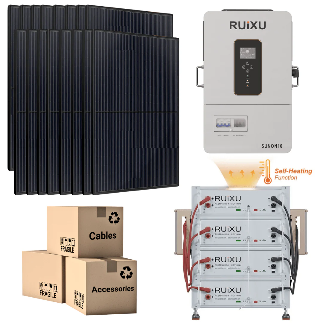 PRO Solar Kit - 48V Self-Heating Battery Bank (10.24kWh-20.48kWh) + 10kW 120V/240V Hybrid Inverter + 410W Solar Panels - Image 3