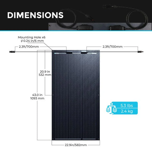 Renogy 100 Watt 12 Volt Black Division Lightweight Monocrystalline Solar Panel - Image 7
