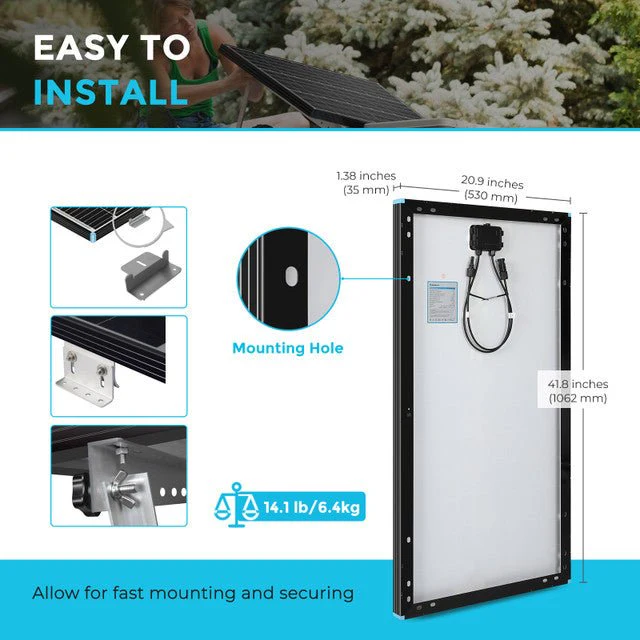 Renogy 100 Watt 12 Volt Monocrystalline Solar Panel - Image 6