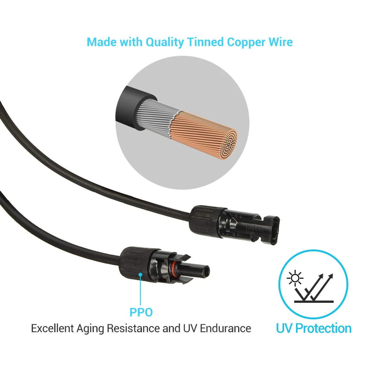 Renogy 12AWG Solar Panel Extension Cable with Male to Female Solar Connectors (Single) - Image 7