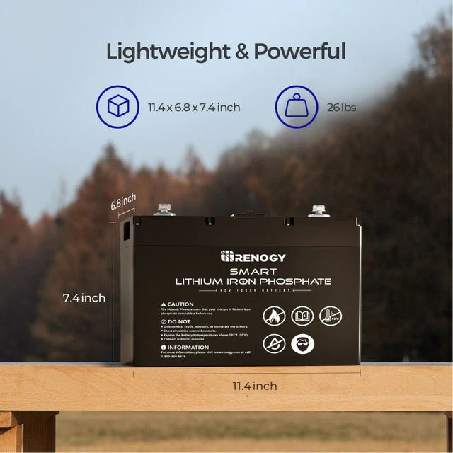 Renogy 12V 100Ah Smart LiFePO4 Lithium Iron Phosphate Battery - Image 10