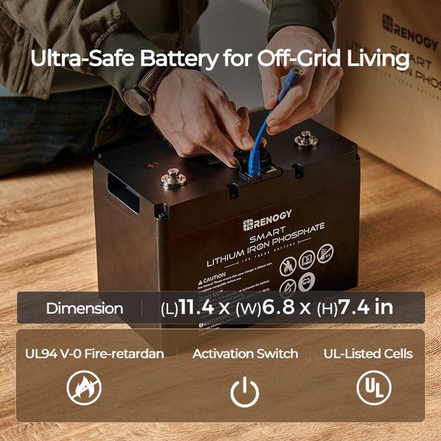 Renogy 12V 100Ah Smart LiFePO4 Lithium Iron Phosphate Battery - Image 9