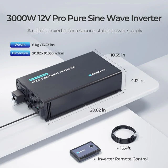 Renogy 3000W 12V Pro Pure Sine Wave Inverter With EcoSleep Mode - Image 6
