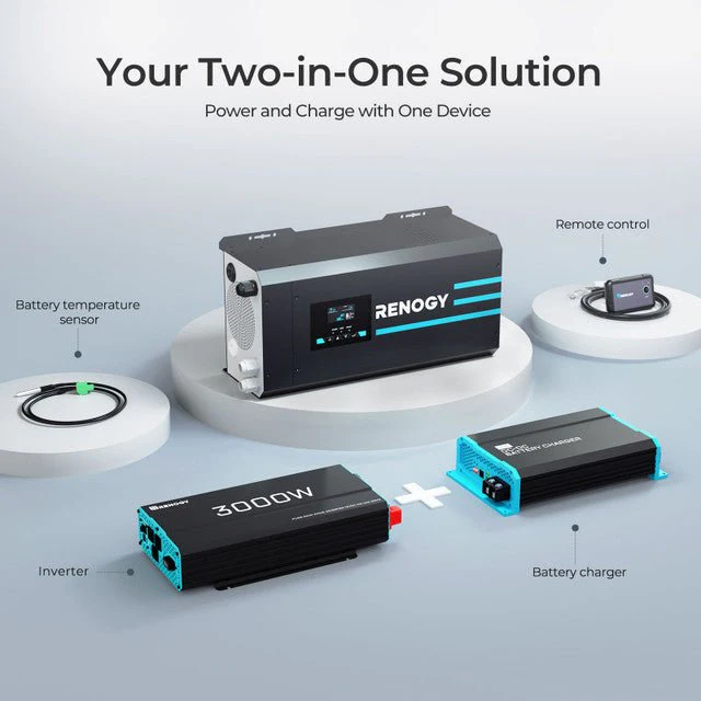 Renogy 3000W 12V Pure Sine Wave Inverter Charger w/ LCD Display - Image 3