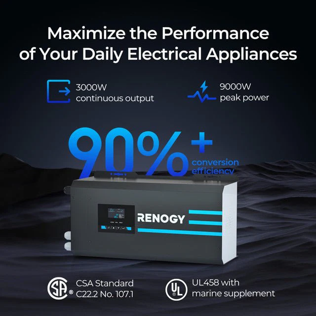 Renogy 3000W 12V Pure Sine Wave Inverter Charger w/ LCD Display - Image 4