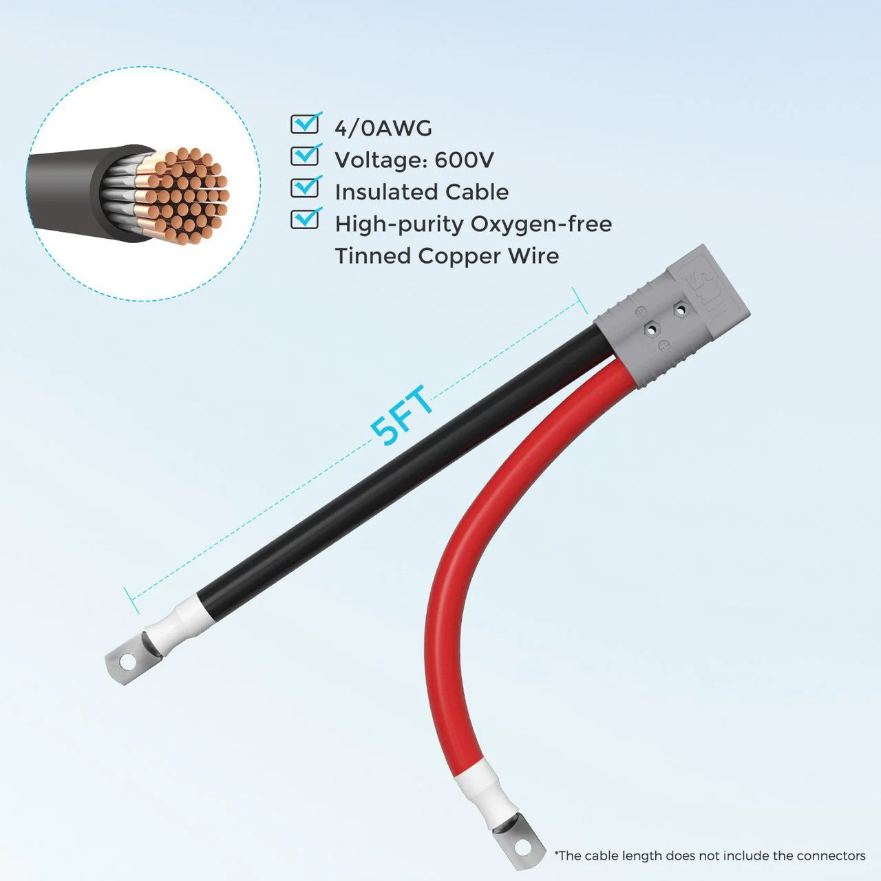 Renogy 5FT 4/0AWG Anderson Adapter Cable (Anderson SB350 - 5/16 in Lugs) - Image 5