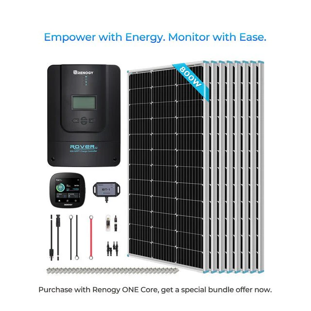 Renogy 800W 12V/24V Monocrystalline Solar Premium Kit w/Rover 60A Charger Controller - Image 8