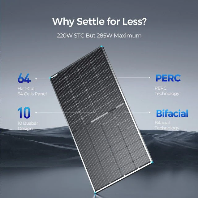 Renogy Bifacial 220 Watt 12 Volt Monocrystalline Solar Panel - Image 3