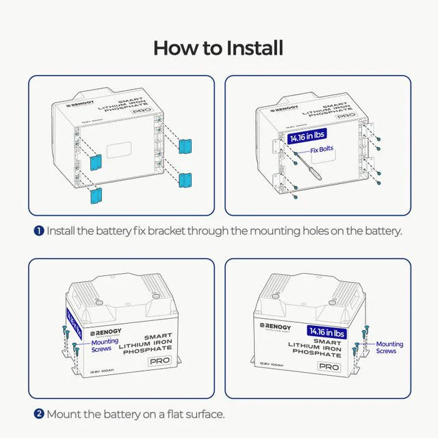 Renogy Mounting Brackets for 12V 100Ah Pro LiFePO4 Batteries (Set of 4) - Image 4