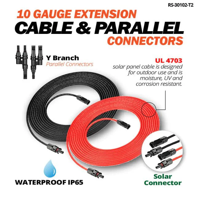 Rich Solar 10 Gauge 50 Feet Solar Extension Cable And Parallel Connectors - Image 3