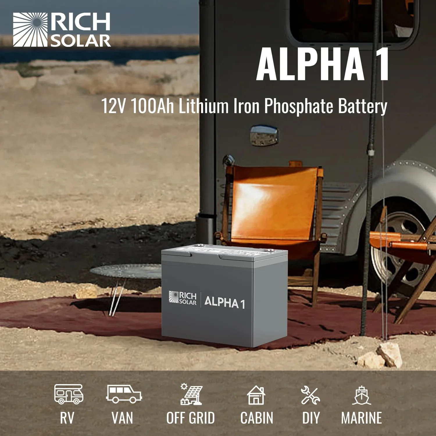 Rich Solar 12V 100Ah LiFePO4 Lithium Iron Phosphate Battery w/ Internal Heating and Bluetooth Function - Image 9