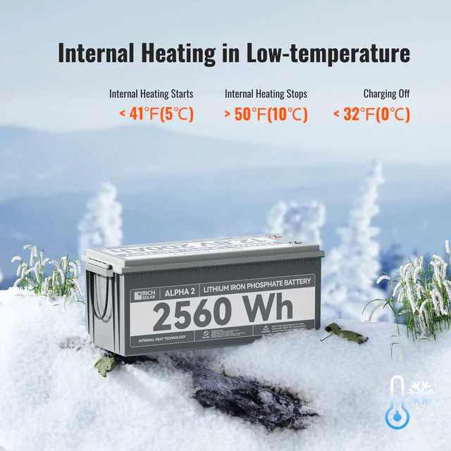 Rich Solar Alpha 2 12V 200Ah LiFePO4 Lithium Iron Phosphate Battery w/ Internal Heating and Bluetooth Function - Image 9