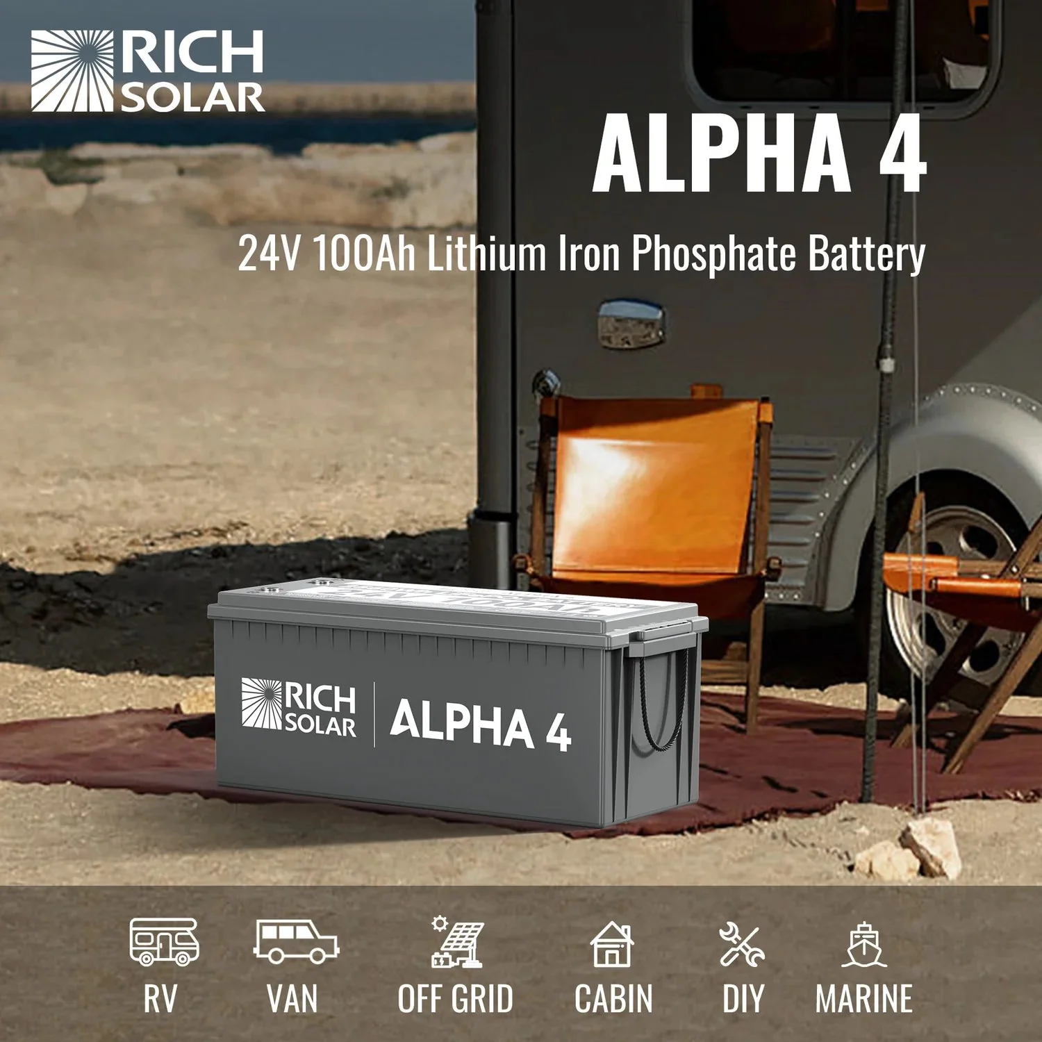 Rich Solar ALPHA 4 24V 100Ah LiFePO4 Battery w/ Internal Heating and Bluetooth - Image 4