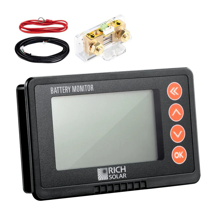 RICH SOLAR 500 Amp Battery Monitor with Shunt 8~120V 500A
