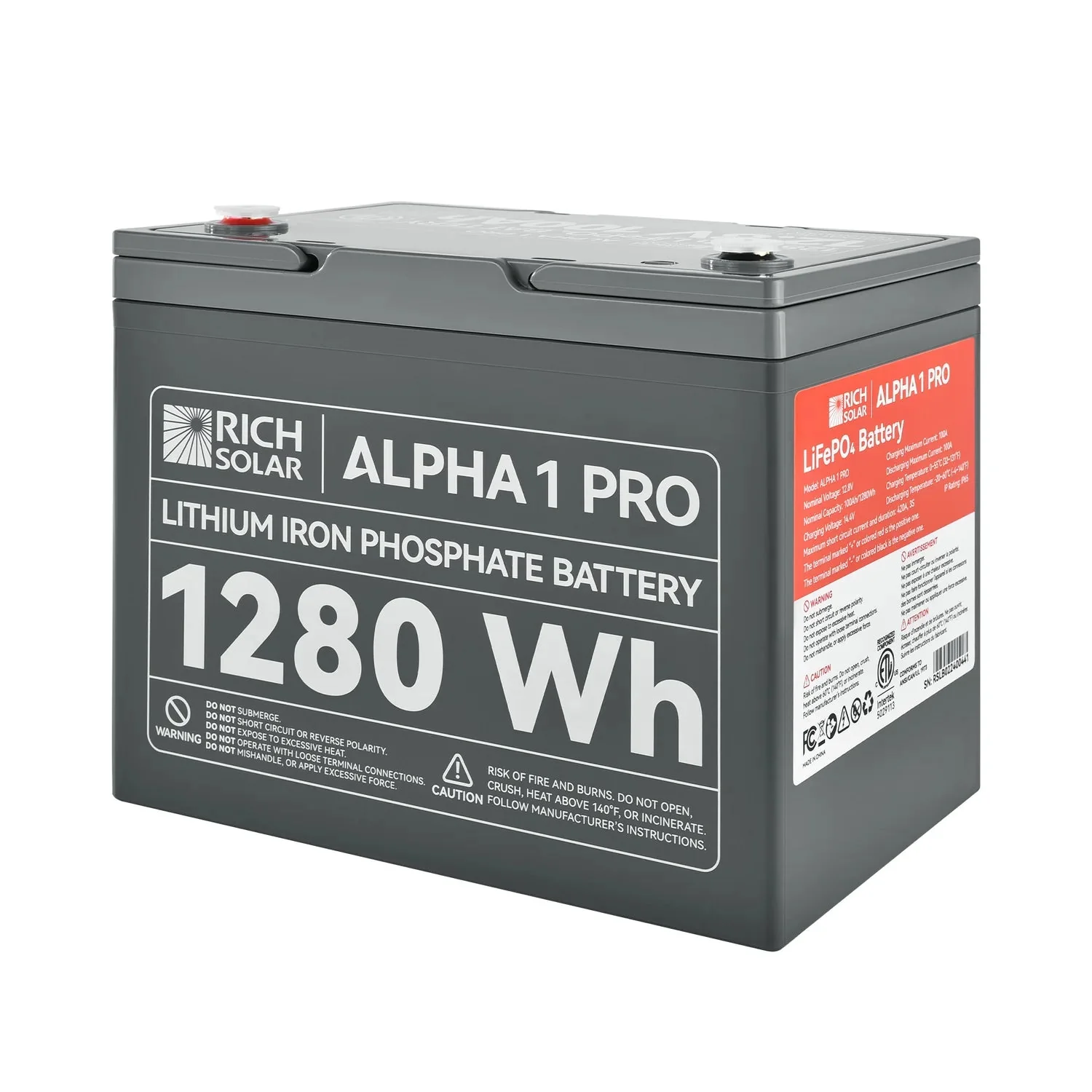 Rich Solar ALPHA 1 PRO 12V 100Ah LiFePO4 Lithium Iron Phosphate Battery - Image 3