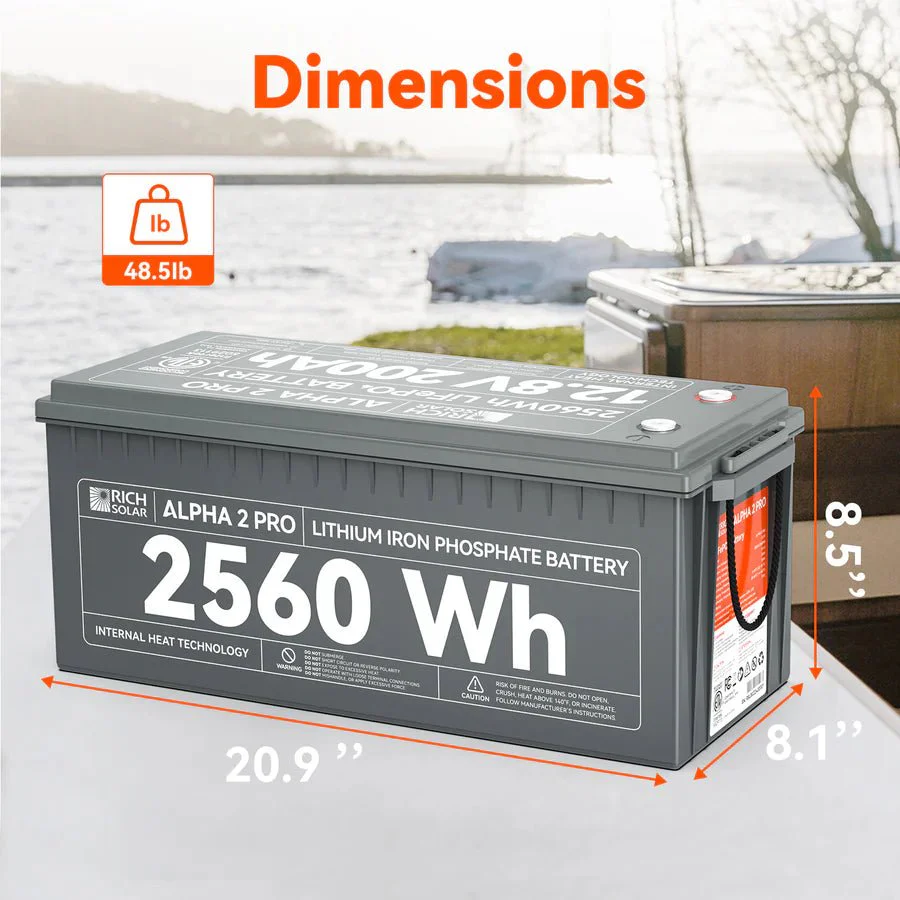 Rich Solar ALPHA 2 PRO 12V 200Ah LiFePO4 Lithium Iron Phosphate Battery - Image 4