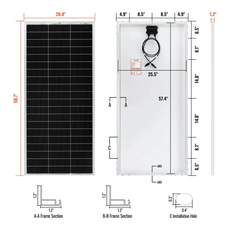 Rich Solar MEGA 200 PRO 200 Watt 24 Volt Monocrystalline Solar Panel - Image 2