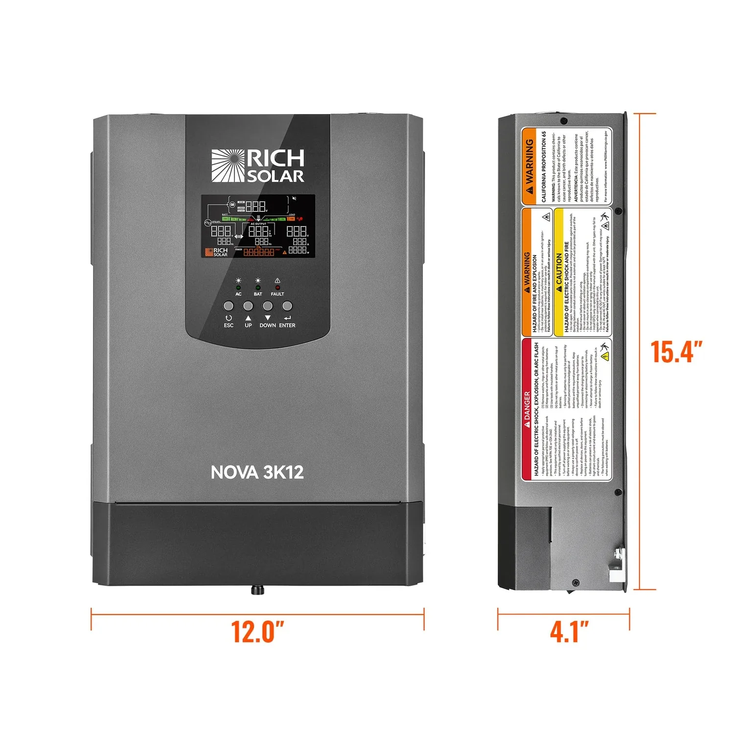 Rich Solar NOVA 3K12 3000W 12V Pure Sine Wave Inverter with Built-in Transfer Switch - Image 12