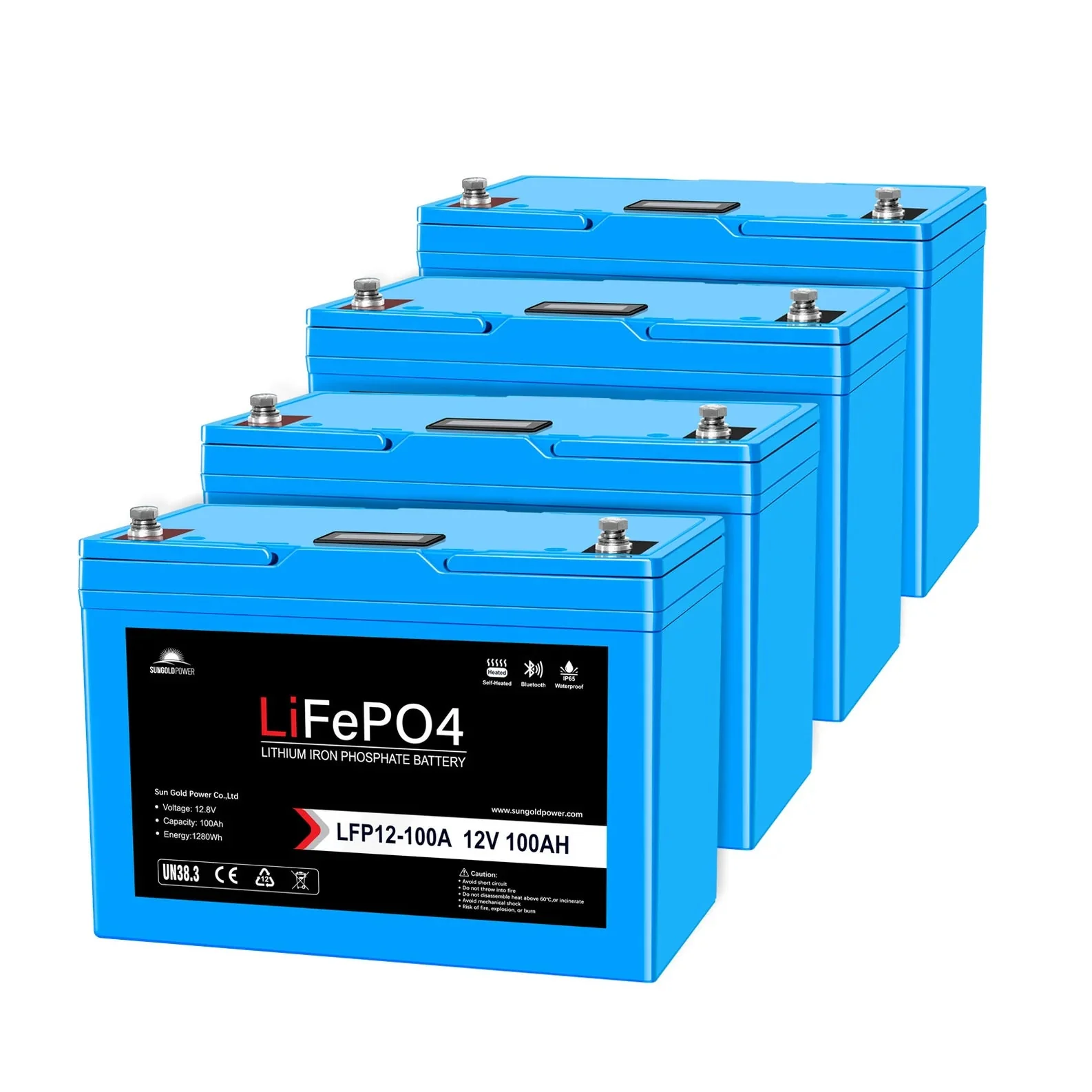 SunGoldPower 12V 100Ah LiFePo4 Deep Cycle Lithium Battery / Bluetooth / Self-Heating / IP65 - Image 8
