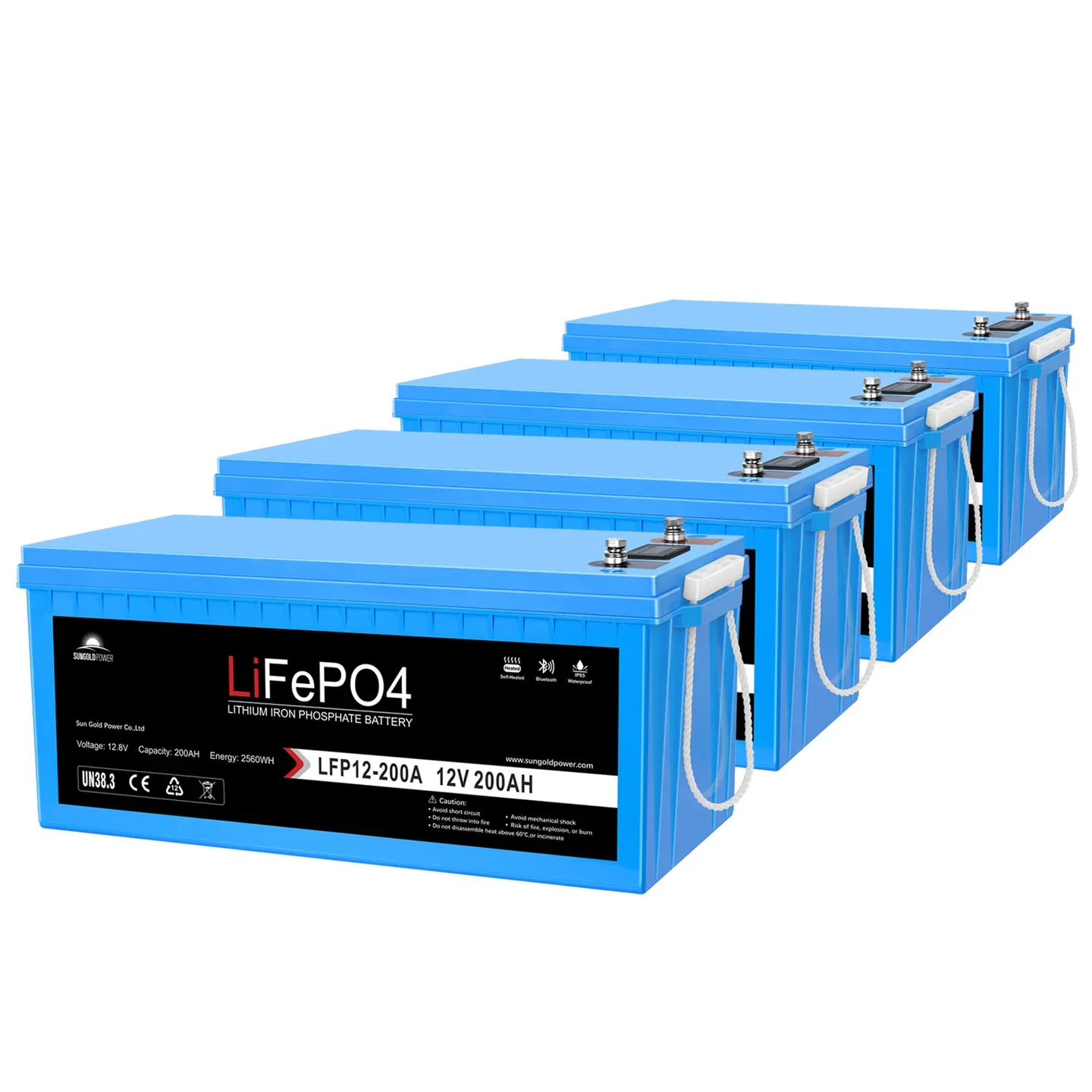 SunGoldPower 12V 200AH LIFEPO4 Deep Cycle Lithium Battery Bluetooth / Self-Heating / IP65 - Image 8