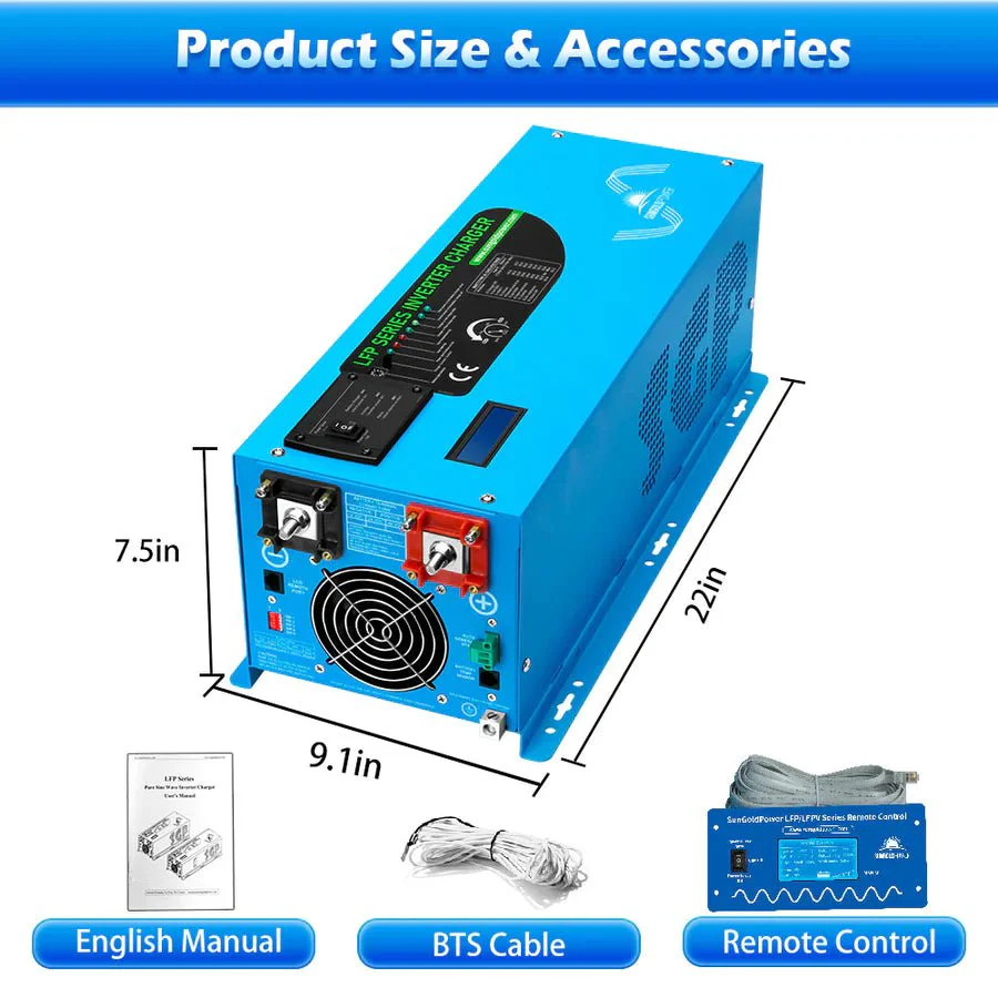 SunGoldPower 3000W DC 12V Pure Sine Wave Inverter With Charger - Image 6