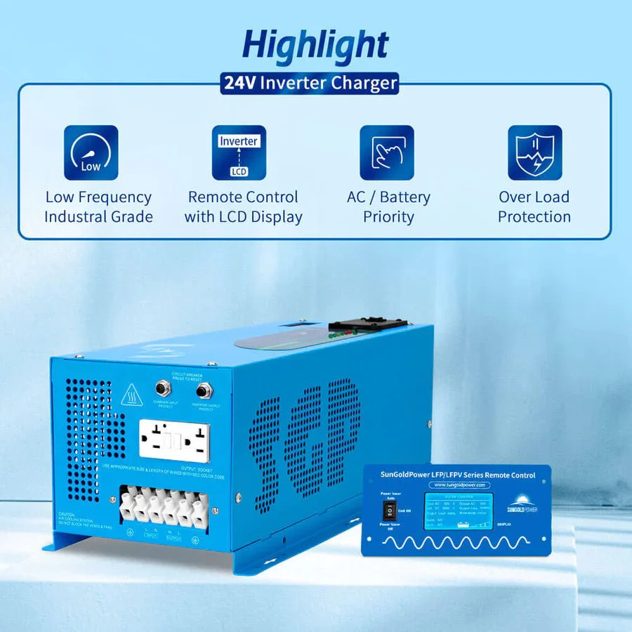 SunGoldPower 3000W DC 24V Pure Sine Wave Inverter With Charger - Image 3