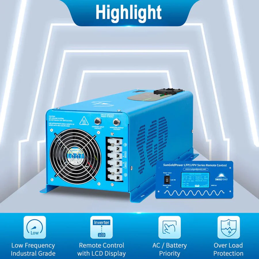 SunGoldPower 4000W DC 12V Pure Sine Wave Inverter With Charger - Image 3