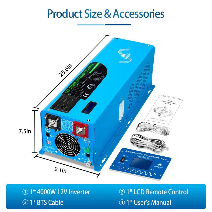 SunGoldPower 4000W DC 12V Pure Sine Wave Inverter With Charger - Image 6