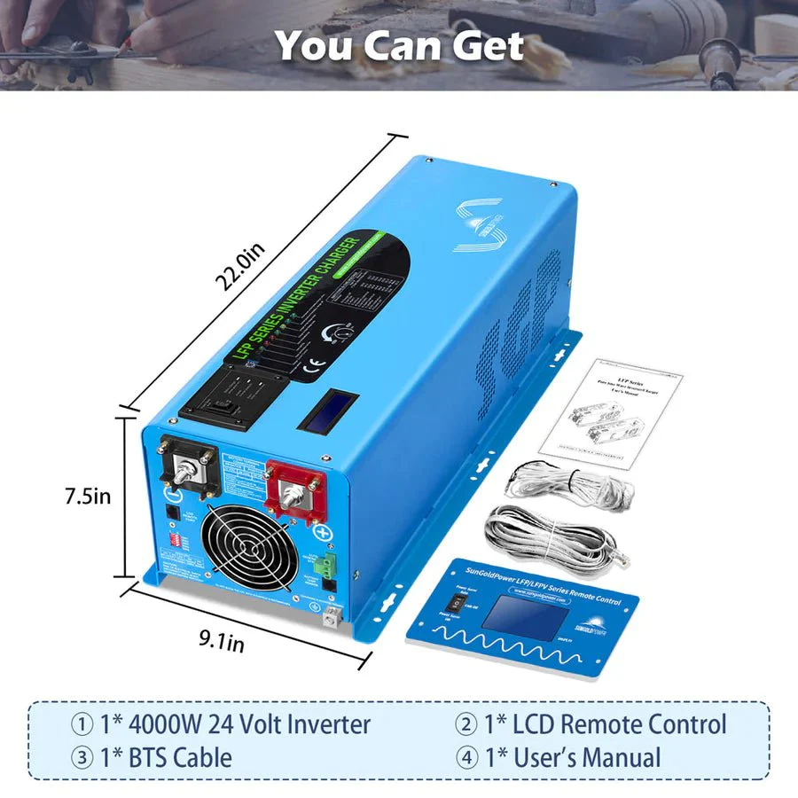 SunGoldPower 4000W DC 24V Split Phase Pure Sine Wave Inverter With Charger - Image 6