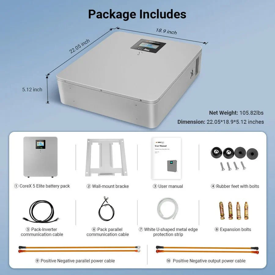 SunGoldPower CoreX 5 Elite Wall Mounted 48V 100AH Residential Energy Storage Battery Pack - Image 7