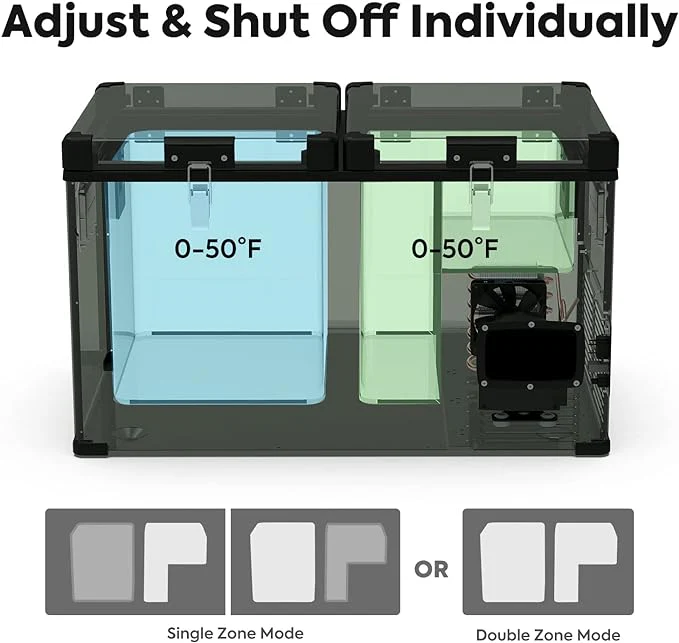 ICECO VL60 60L Dual Zone Metal Fridge Freezer with Cover - Image 4