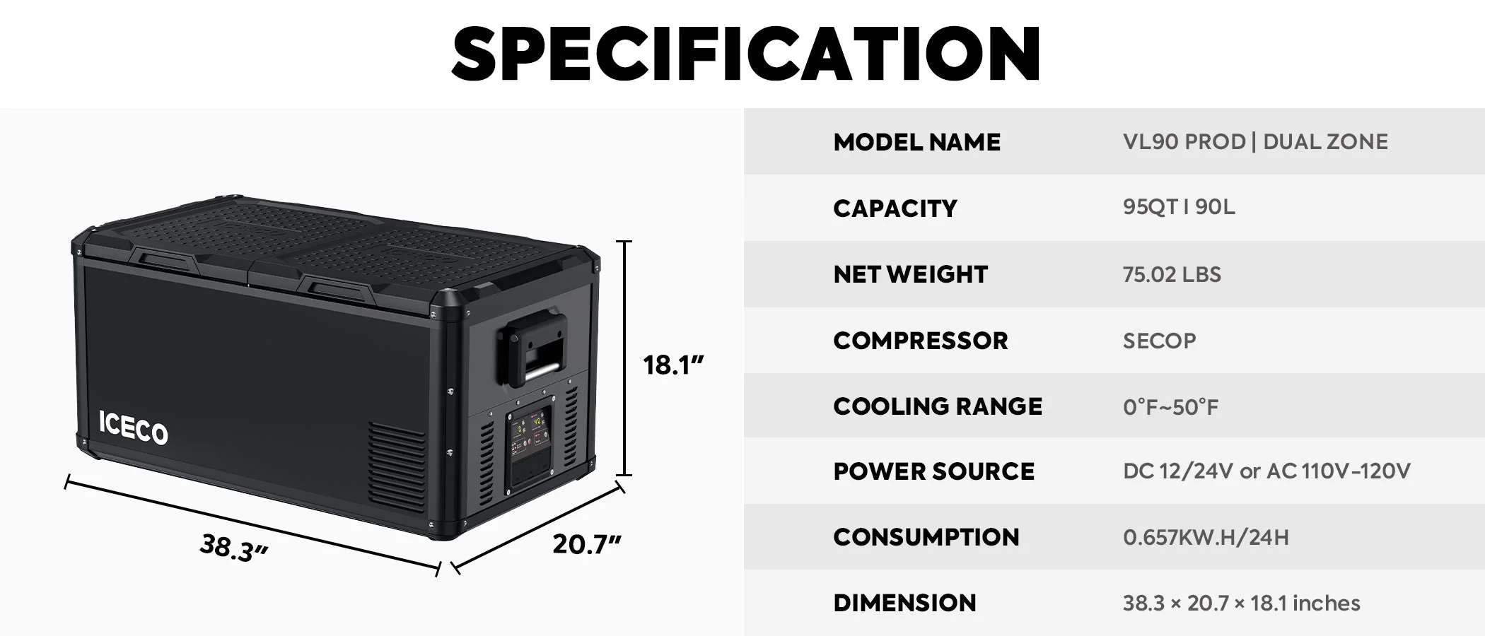 ICECO VL90ProD 90L Dual Zone RV 12V Fridge Plug in Cooler - Image 11