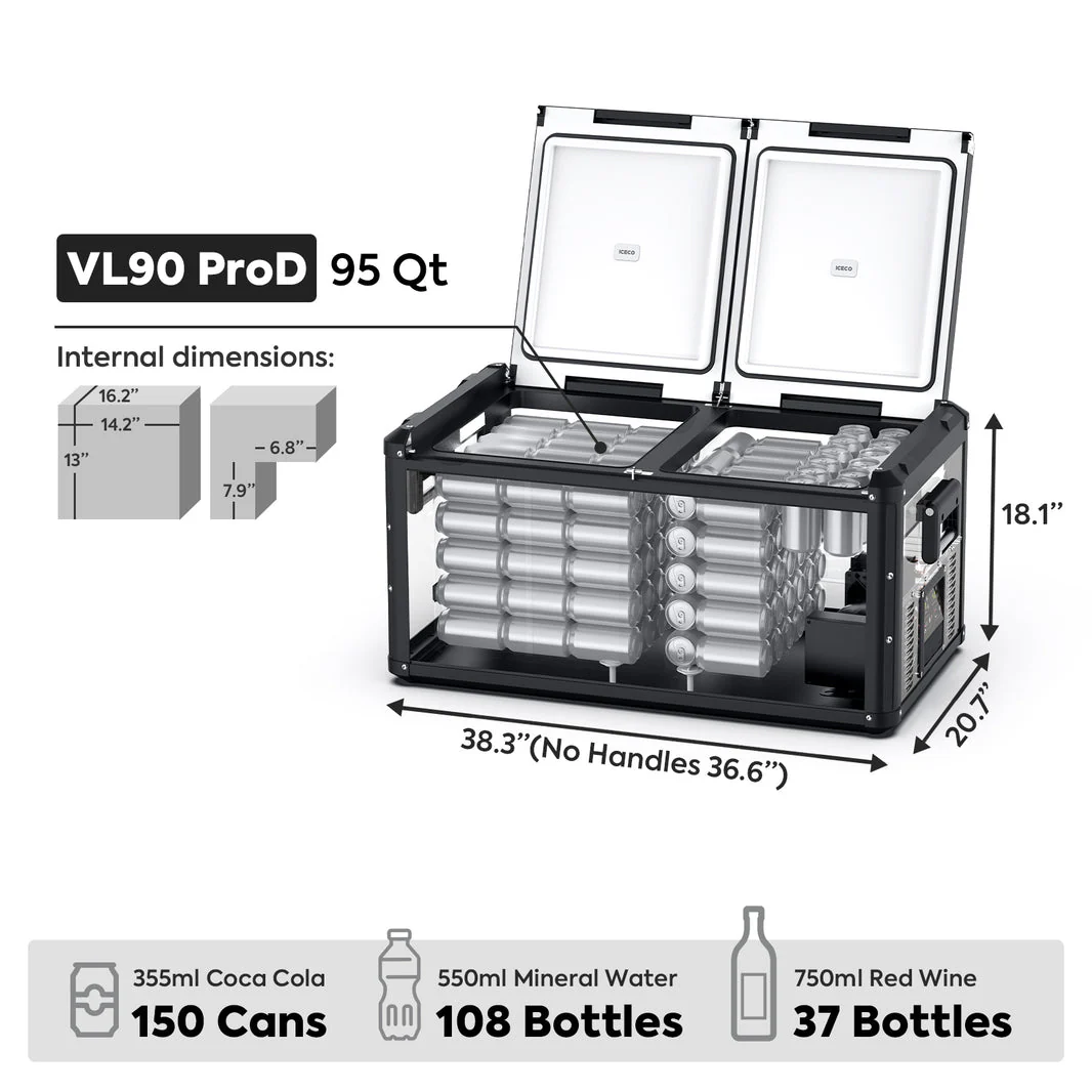 ICECO VL90ProD 90L Dual Zone RV 12V Fridge Plug in Cooler - Image 4
